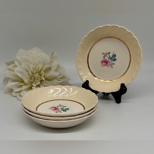 Vintage Burleigh Ware IRONSTONE / Small Dessert Bowls Roseleigh pattern Set of 4